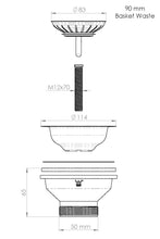 Load image into Gallery viewer, Basket Waste 90 mm - Matt Black