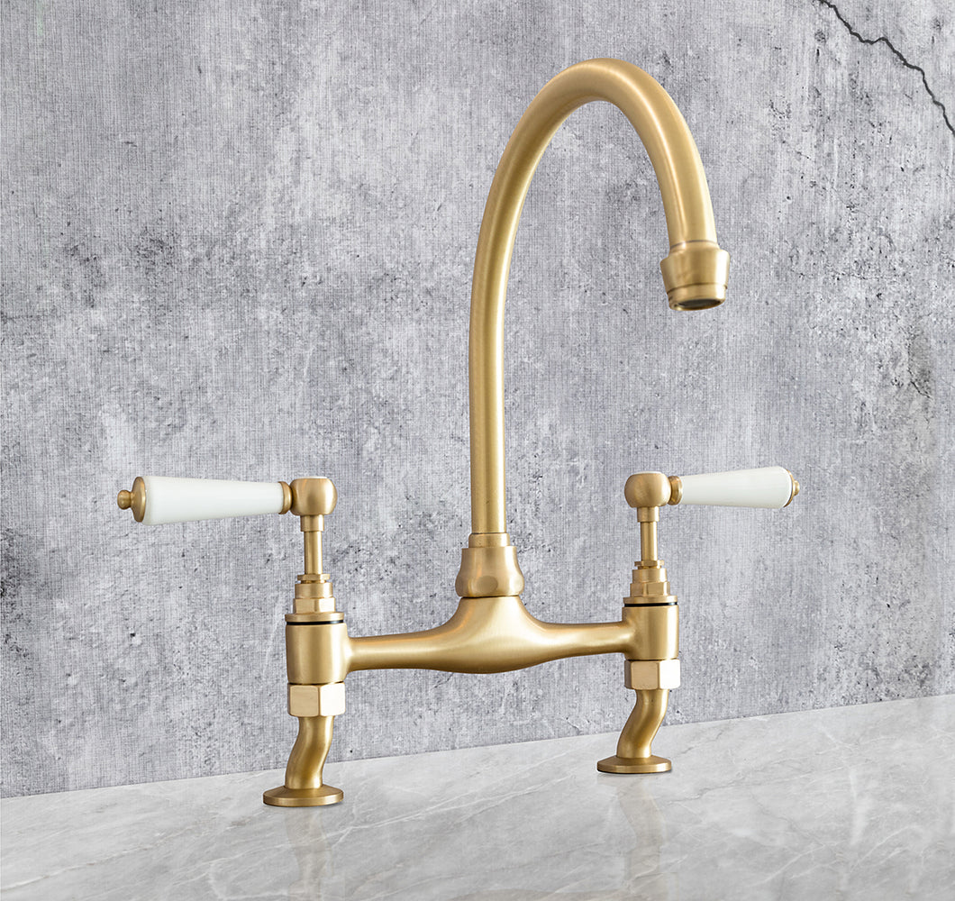 Traditional Kitchen Mixer Tap - Porcelain Levers